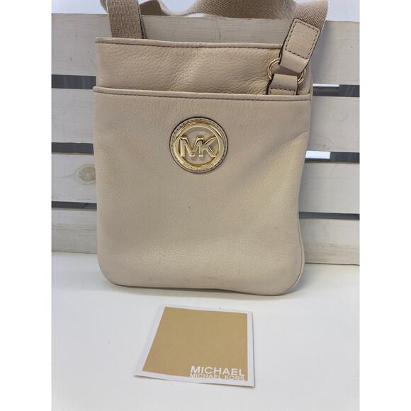 MICHAEL KORS, SMALL CREAM / TAN LEATHER CROSSBODY BAG (ASIS) - Picture 2 of 13